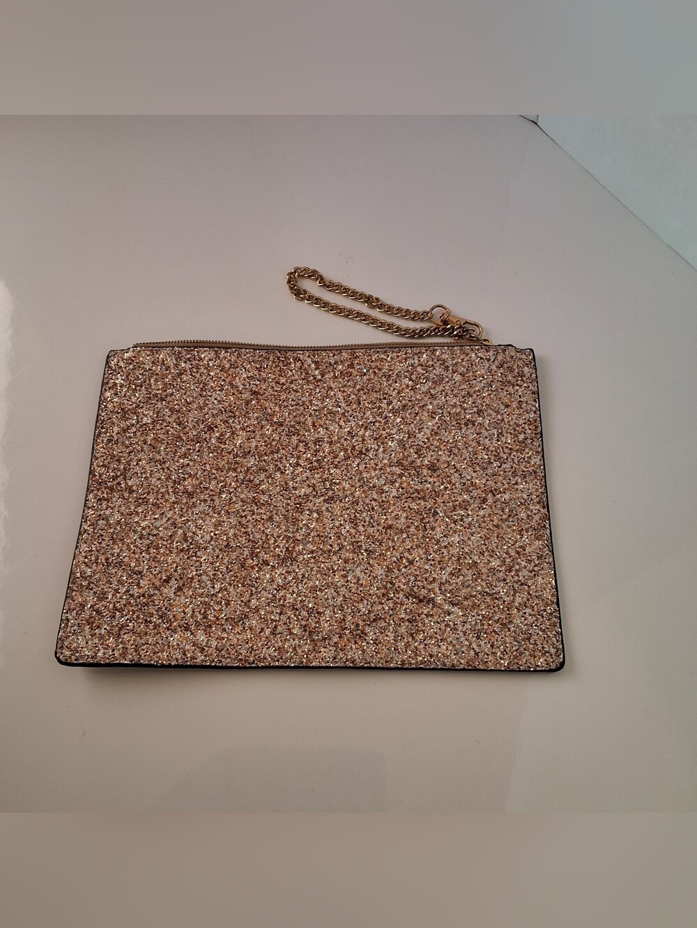 Aldo Rose Gold Glitter Wristlet Clutch with Chain